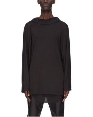 Rick Owens Zwarte Gebreide Hoodie Lichtgewicht Trui