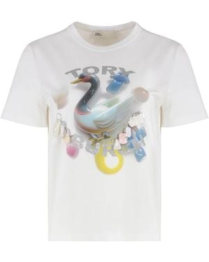 Tory Burch Cotton Crew-Neck T-Shirt - White
