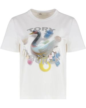 Tory Burch Cotton Crew-Neck T-Shirt - White