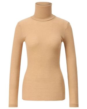 Lisanza Gerippter Rollkragenpullover - Natur