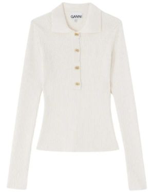 Ganni Polo Shirts - White