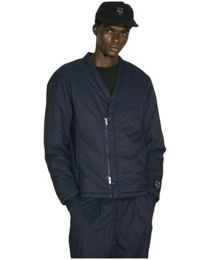 Undercover Jassen ,Blauw ,Polyester Gewatteerde V-Hals Blouson Jas