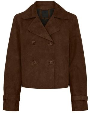 Notyz Kurzer Trenchcoat Aus Wildleder - Braun
