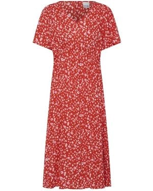 Ichi Midi Dresses - Red