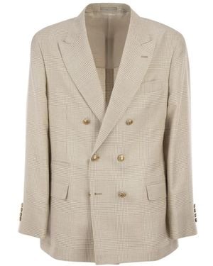 Brunello Cucinelli Prince Of Wales One-And-A-Half-Breasted Jacket - Naturel
