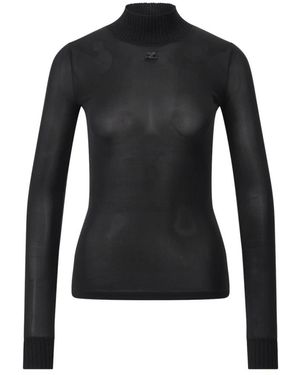 Courreges Logo Langarmshirt - Schwarz