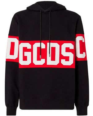 Gcds Hoodies & Sweatvesten ,Zwart ,Katoen Logo Stripe Hoodie - Rood