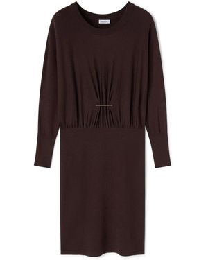 mötivi Kleedjes ,Bruin ,Polyester Gebreide Jurk Met Draperie