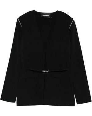 Karl Lagerfeld Transformer V-Ausschnitt Cardigan - Schwarz