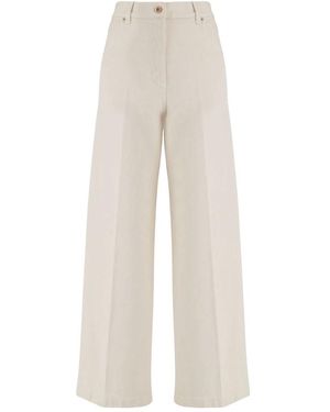 Aspesi Jeans ,Wit ,Katoen Hoge Taille Katoenen Broek Wit Losse Pasvorm