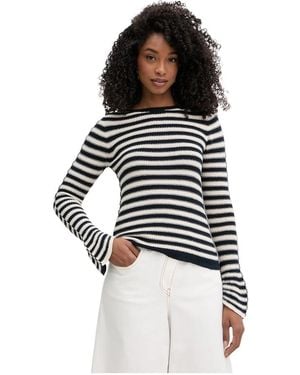 Twinset Trui Met Ronde Hals En Strepen - Zwart