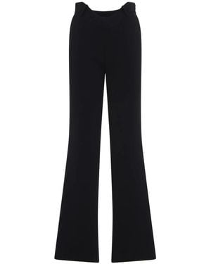 Jean Paul Gaultier Broeken ,Zwart ,Polyester Tailored Broek Met Golvende Tailleband
