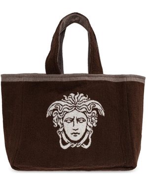 Versace Tassen ,Bruin ,Katoen Shopper Strandtas