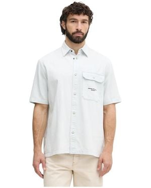 ARMANI EXCHANGE Gestreiftes Kurzarmhemd - Weiß