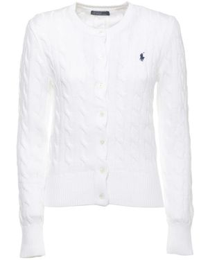 Ralph Lauren Baumwoll-Cardigan Mit Kontrastierendem Logo - Weiß