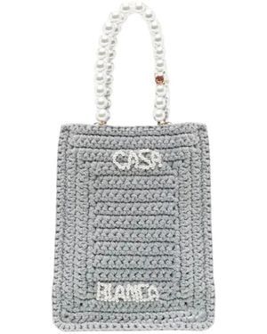 CASABLANCA Elegante Perlen-Tote Handtasche - Grau