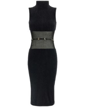 Elisabetta Franchi Schwarzes High-Neck Midi Kleid