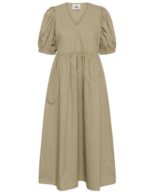 Karen By Simonsen Kleedjes ,Groen ,Midi Jurk - Naturel