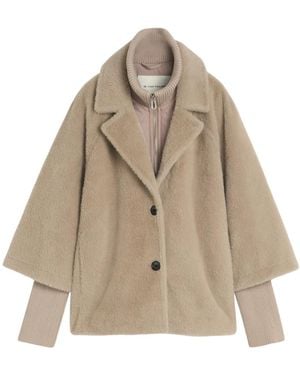 Tom Tailor Cosy Cape Jacke Im 2-In-1-Look - Natur