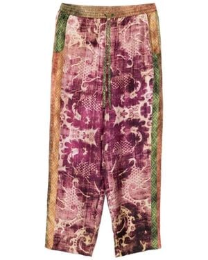 Pierre Louis Mascia Lila Seidenhose Mit Tunnelzug Gerades Bein - Pink