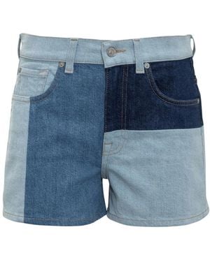 7 For All Mankind High-Waist Denim Shorts - Blau