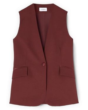 mötivi Jassen ,Bruin ,Satijn Deep V-Neck Omkeerbaar Satijnen Vest - Paars