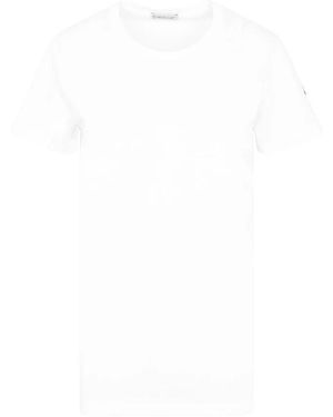 Moncler Tops ,Wit ,Katoen Katoenen T-Shirt Met Logo