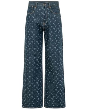 Marine Serre Wide Jeans - Blue