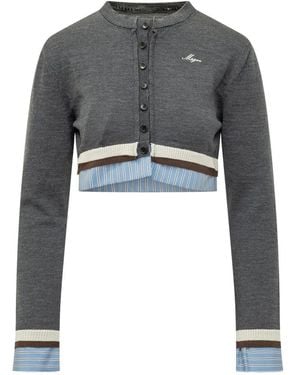 MSGM Cropped Long Sleeve Cardigan - Grijs