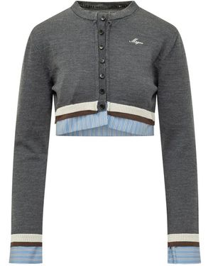 MSGM Cropped Long Sleeve Cardigan - Grijs