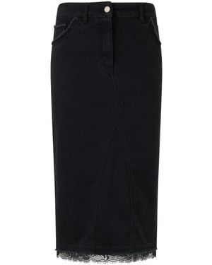 Alberta Ferretti Rokken ,Zwart ,Denim Fitted Denim Midi Rok