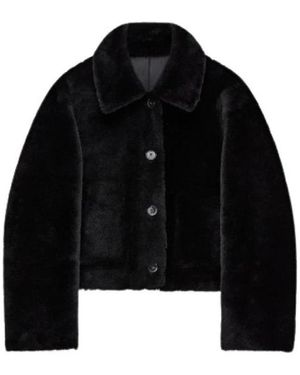 JOSEPH Jassen ,Zwart ,Leer Omkeerbare Shearling Jas