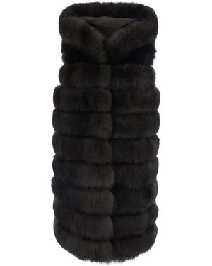 Suprema Langer Pelzgilet - Schwarz