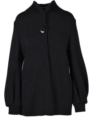 Charlott Strickmantel Mit Puffärmeln - Schwarz