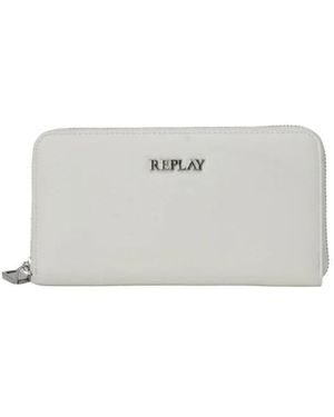 Replay Accessoires ,Wit ,Polyester Stijlvolle Zip Around Lange Portemonnee