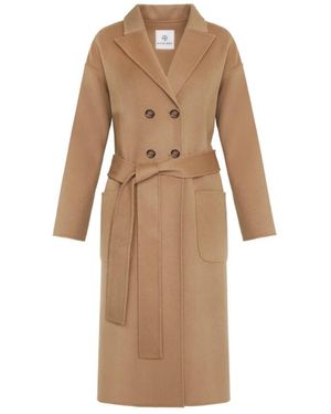 Anine Bing Jassen ,Bruin ,Kasjmier Camel Kasjmier Blend Jas - Naturel