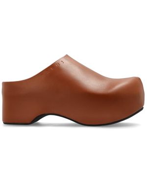 Marni Leder-schlappen chunky - Braun