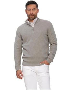 Profuomo Truien & Vesten ,Grijs ,Katoen Pullover Half Zip Twinkle Slub