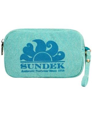 Sundek Clutch-Bag Im Stone-Washed-Effekt - Blau
