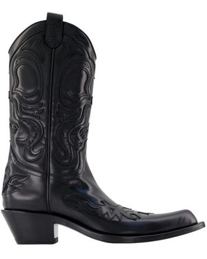 Acne Studios Spitze Leder Cowboystiefel - Schwarz