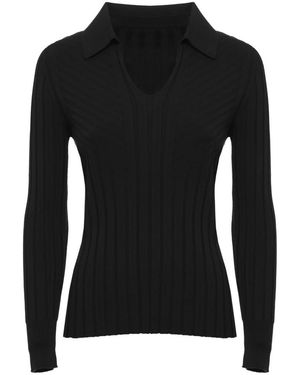 D.exterior Truien & Vesten ,Zwart ,Elastische Ribgebreide Trui Met V-Hals