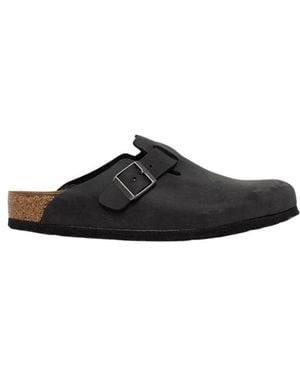 Birkenstock Schoenen ,Zwart ,Leer Boston Regular Fit