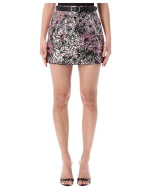 Self-Portrait Rokken ,Veelkleurig ,Leer Floral Sequin Mini Rok - Blauw