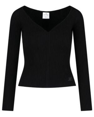 Courreges V-Neck Knitwear - Negro