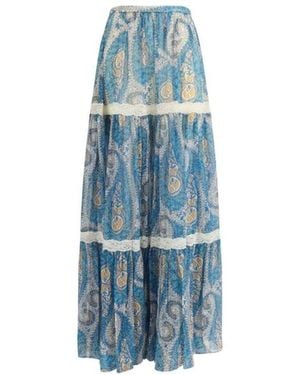 Etro Zijden Lange Rok Met Print - Blauw