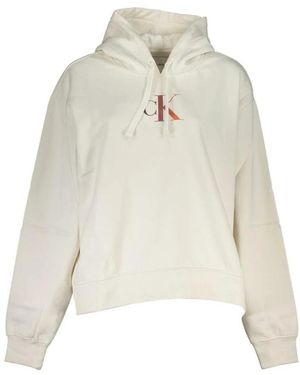 Calvin Klein Hooded Fleece Sweatshirt Met Lange Mouwen - Wit