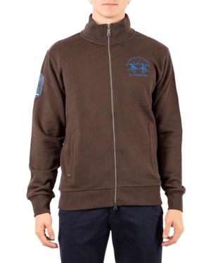 La Martina Zip-Up Katoenen Sweater - Bruin
