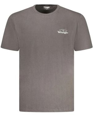 Wrangler Tops ,Grijs ,Katoen T-Shirt Met Korte Mouwen