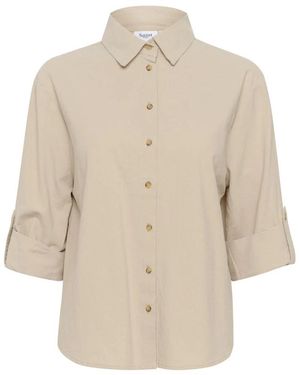 Saint Tropez Overhemden ,Katoen Zalinda Sz Shirt - Naturel