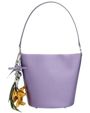 Self-Portrait Satin Bucket Bag - Lila